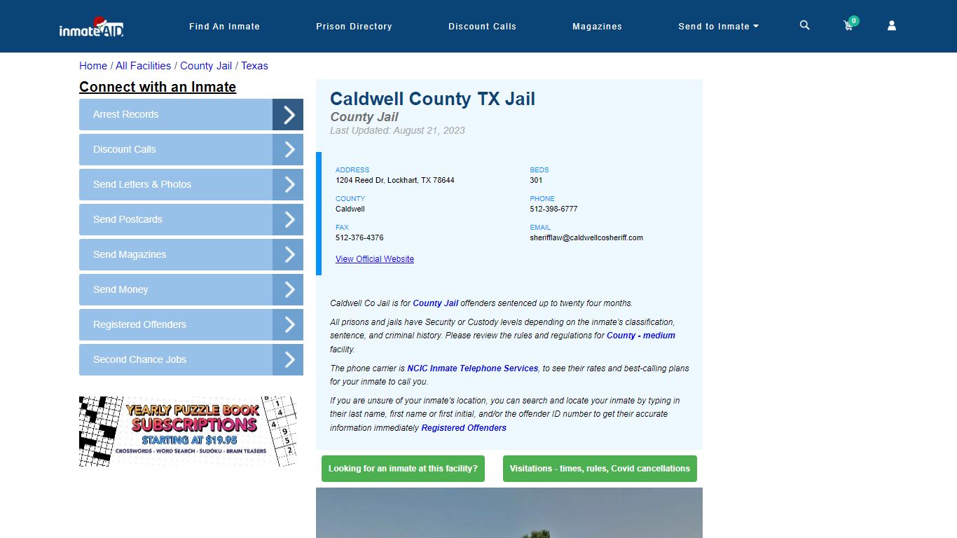 Caldwell County TX Jail - Inmate Locator - Lockhart, TX